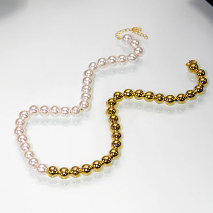 Colar com Perola e Bolinhas Lisa