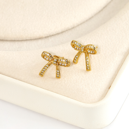 Brinco Mini Laço Brilhante Banhado