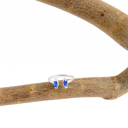 Anel Cristais Artificiais Gota Sodalita Banhado