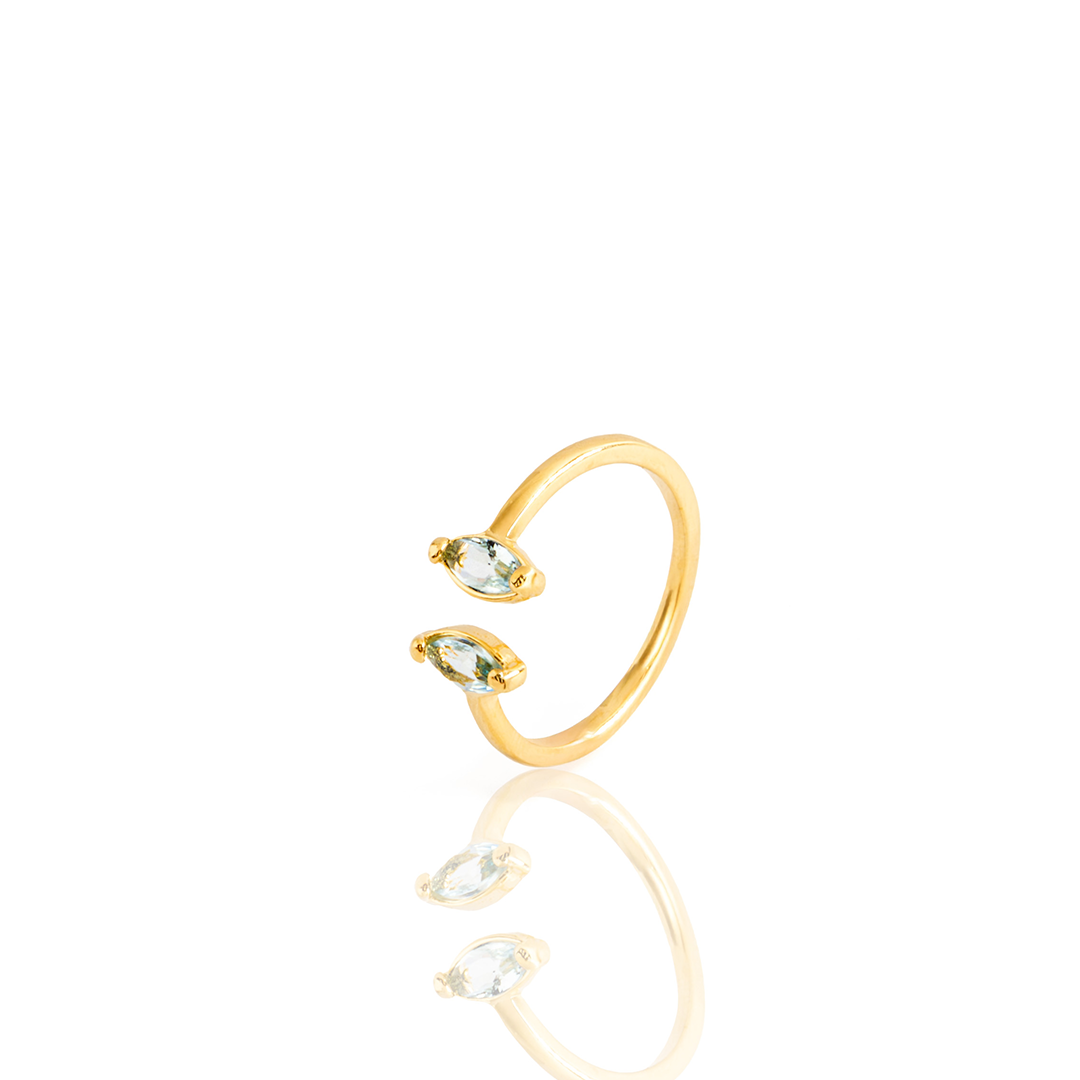 Anel Cristais Artificiais Gota Amazonita Banhado