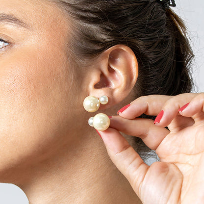 Brinco Pérola Médio Pino Aço Inoxidável