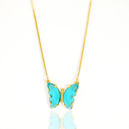 Conjunto Colar e Brinco Borboleta Turquesa