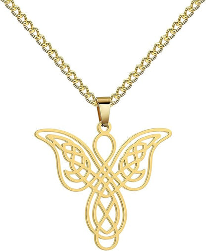 Colar Pingente Anjo Vazado | Banhado a Ouro 18k