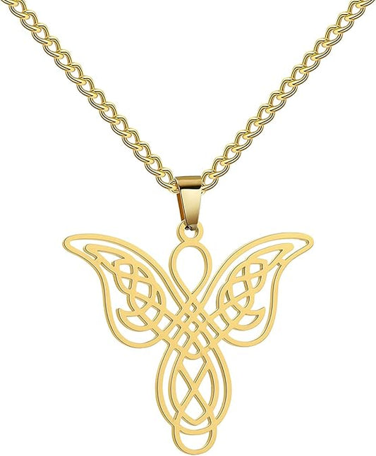 Colar Pingente Anjo Vazado | Banhado a Ouro 18k