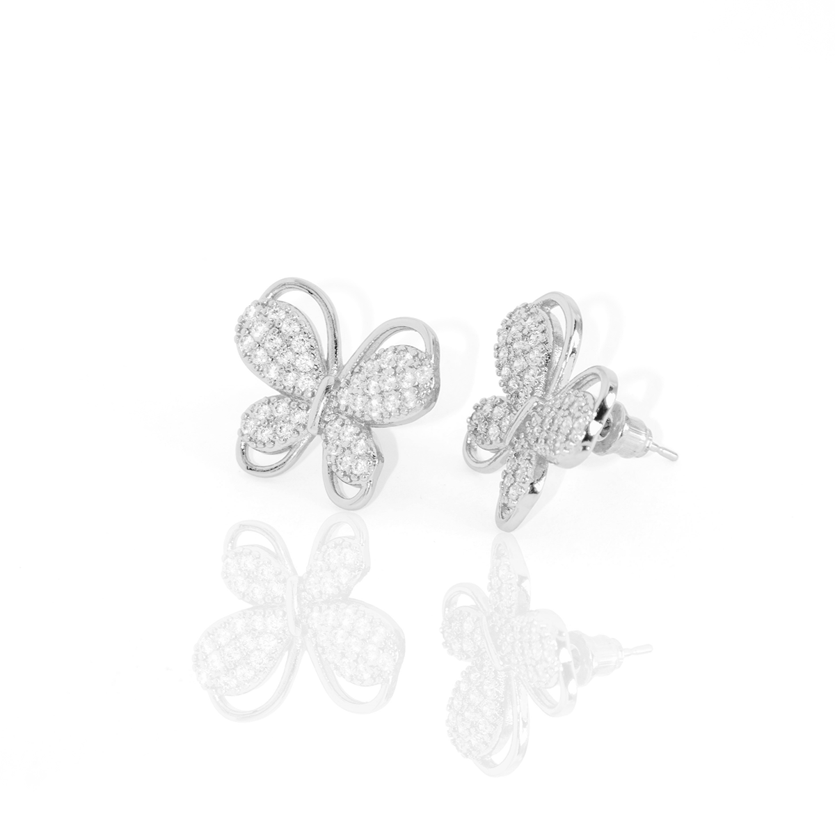 Brinco Borboleta Encanto Cravejado Banhado