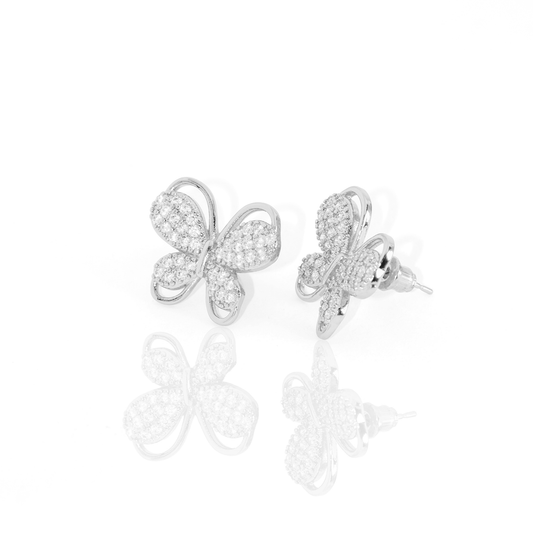 Brinco Borboleta Encanto Cravejado Banhado