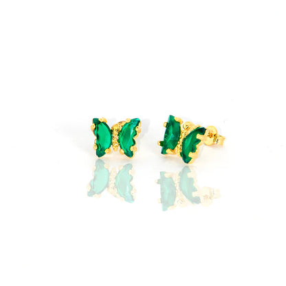 Conjunto Colar e Brinco Borboleta Esmeralda