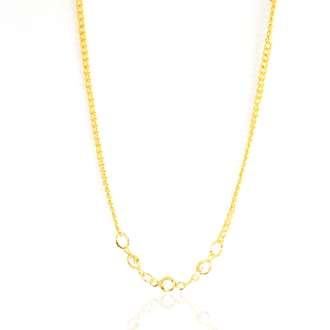 Colar Elos Ovais com Ponto de Luz Banhado