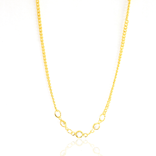 Colar Elos Ovais com Ponto de Luz Banhado