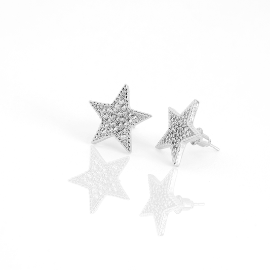 Brinco Estrela Brilhante Cravejada Banhado