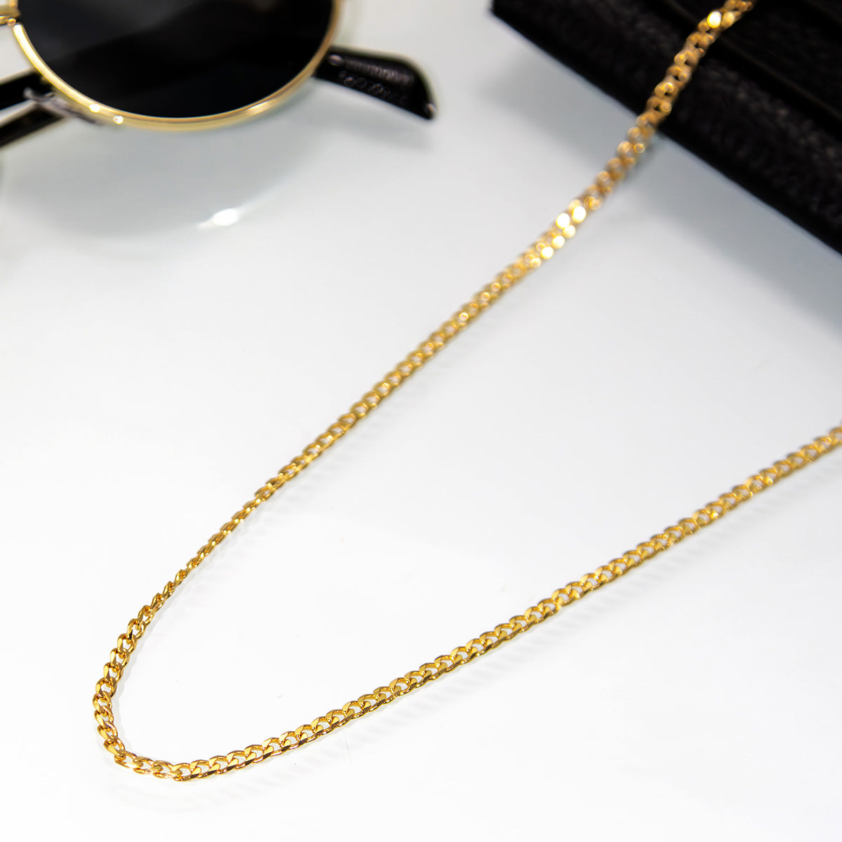 Corrente Grume Curta 0.80 Banhado em Ouro 18K