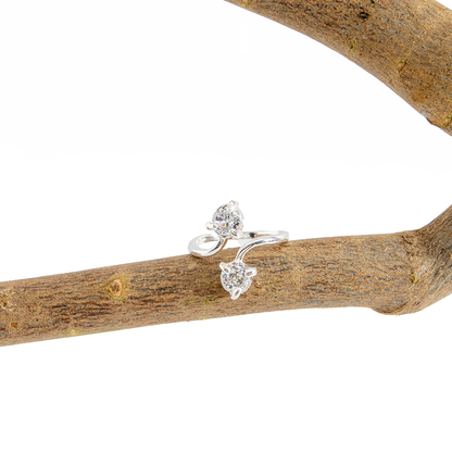 Anel 2 Cristais Artificiais Banhado