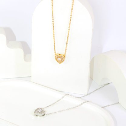 Corrente de Pingente Coração Cravejado Delicado Banhado