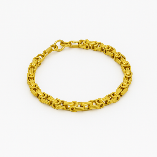 Pulseira Masculina Bizantino Banhado em Ouro 18K