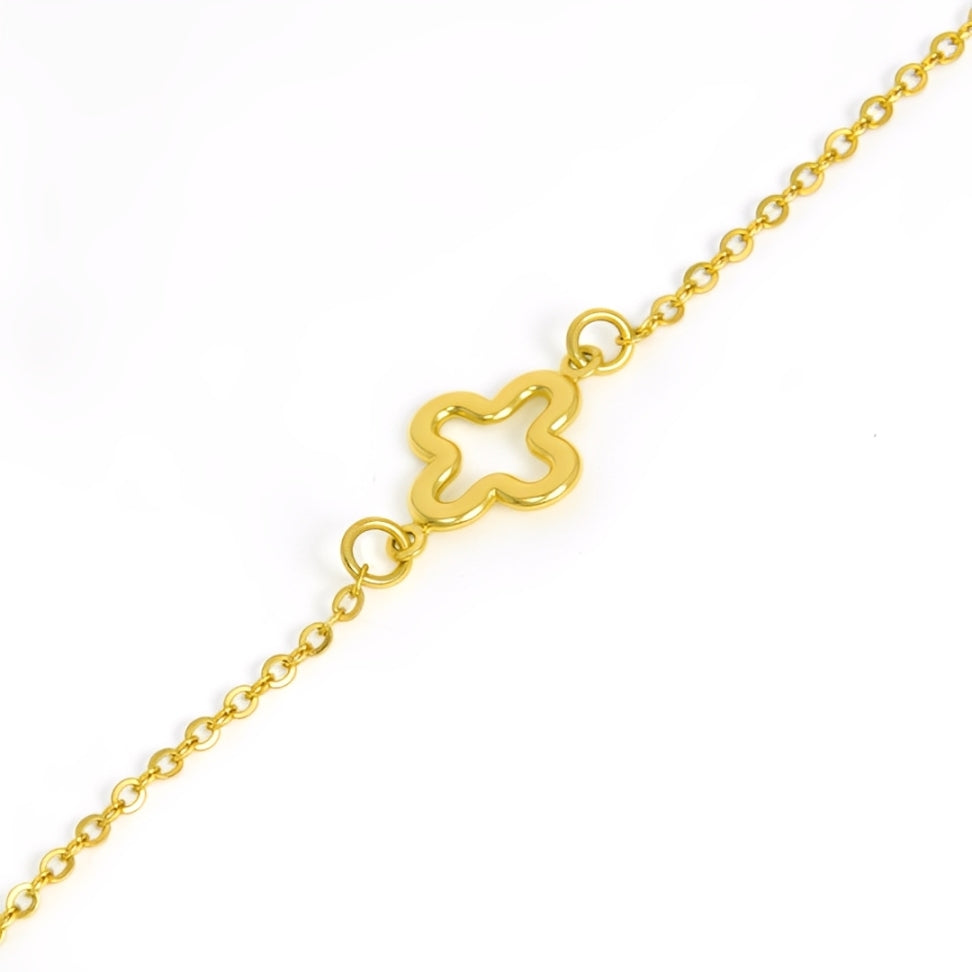 Colar 3 Trevos  Vazados Banhados a Ouro 18K