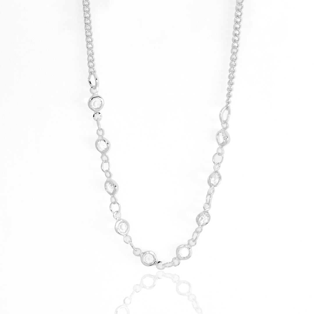 Colar Cristais Vazados Com Corrente Fina Banhado