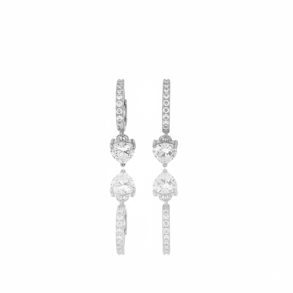 Brinco Argola Pingente Coração Grande Banhado