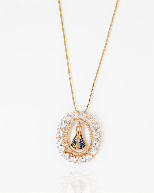 Colar Religioso Mandala Nossa Senhora Aparecida Zircônia