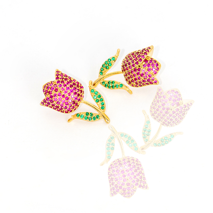 Brinco de Flor Cravejada de Zircônias