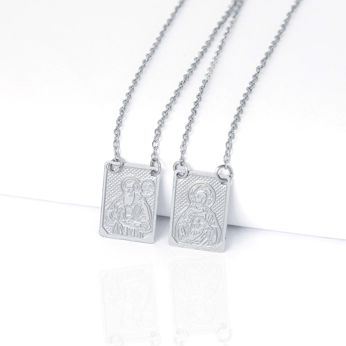 Escapulário São Bento e Sagrado Coração de Jesus Cristo em Aço Inox