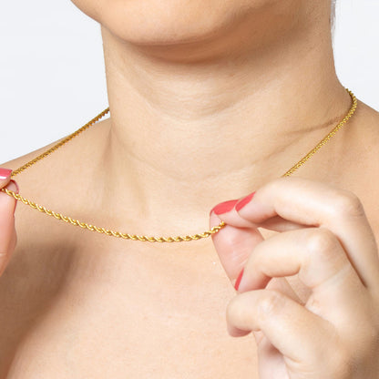 Cordão Trançado 60 cm Banhado em Ouro 18k