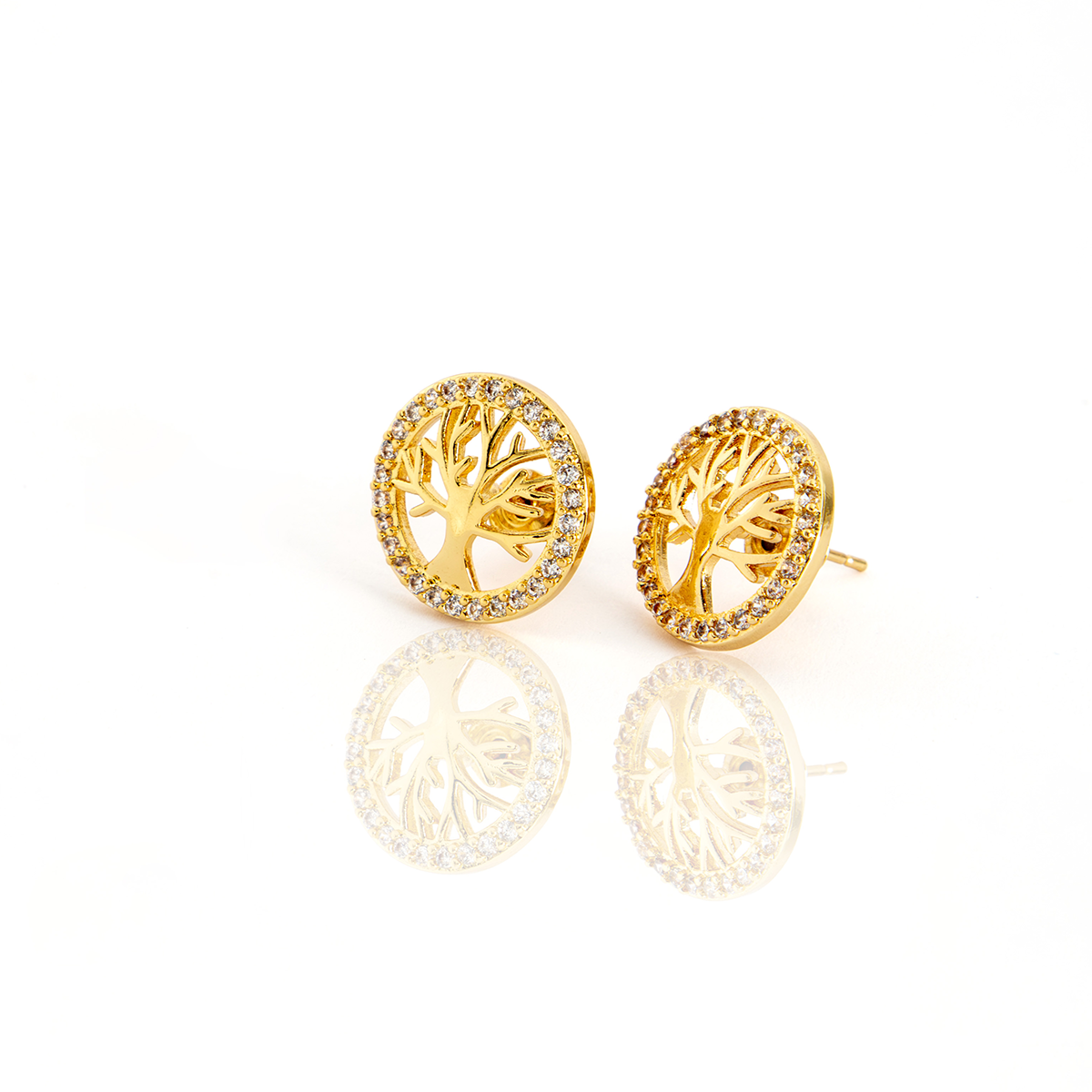 Brinco Redondo Galho Cravejado Banhado