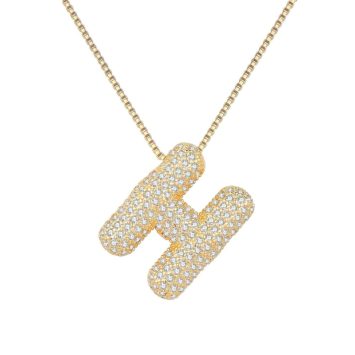 Colar Letra Bubble Cravejada em Zircônia Banhado em Ouro 18K