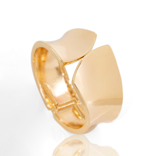 Bracelete Aro Grosso Liso Maximalista Banhado