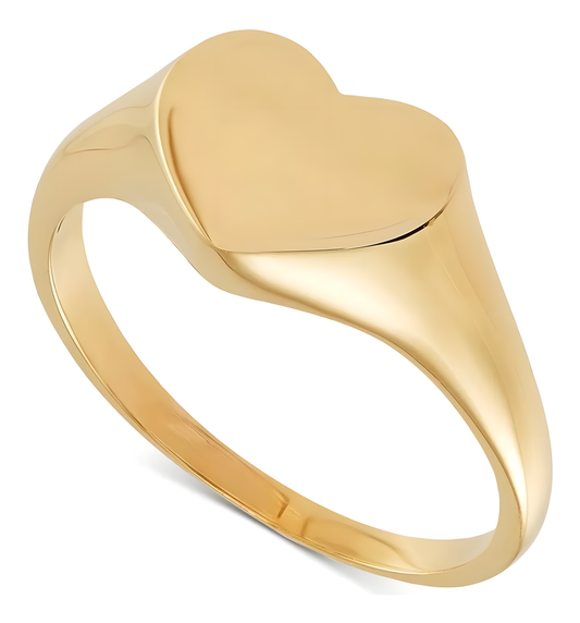 Anel em Coração Chapado Regulável Banhado em Ouro 18K