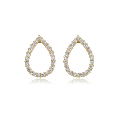 Brinco Gota Vazada Cravejado em Zircônias