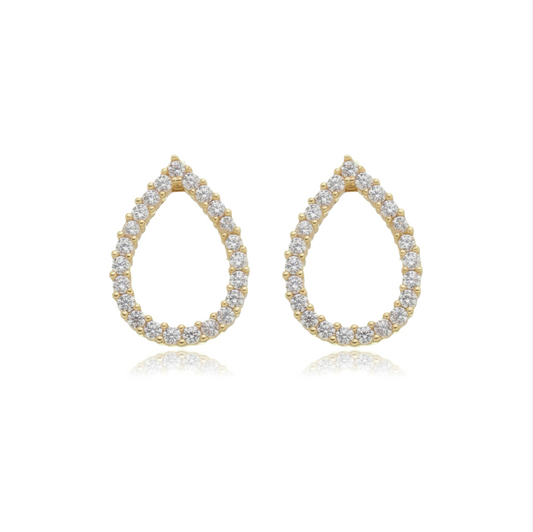 Brinco Gota Vazada Cravejado em Zircônias