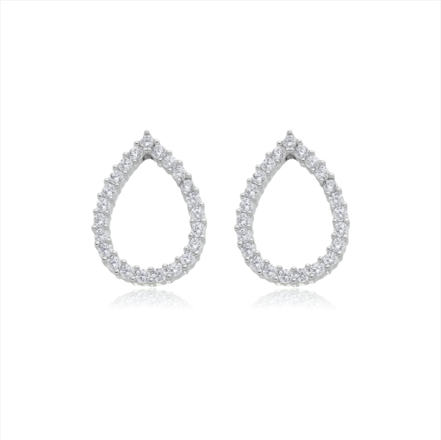 Brinco Gota Vazada Cravejado em Zircônias