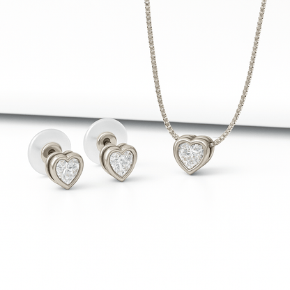 Conjunto Ponto de Luz Coração Banhado em Ouro 18K