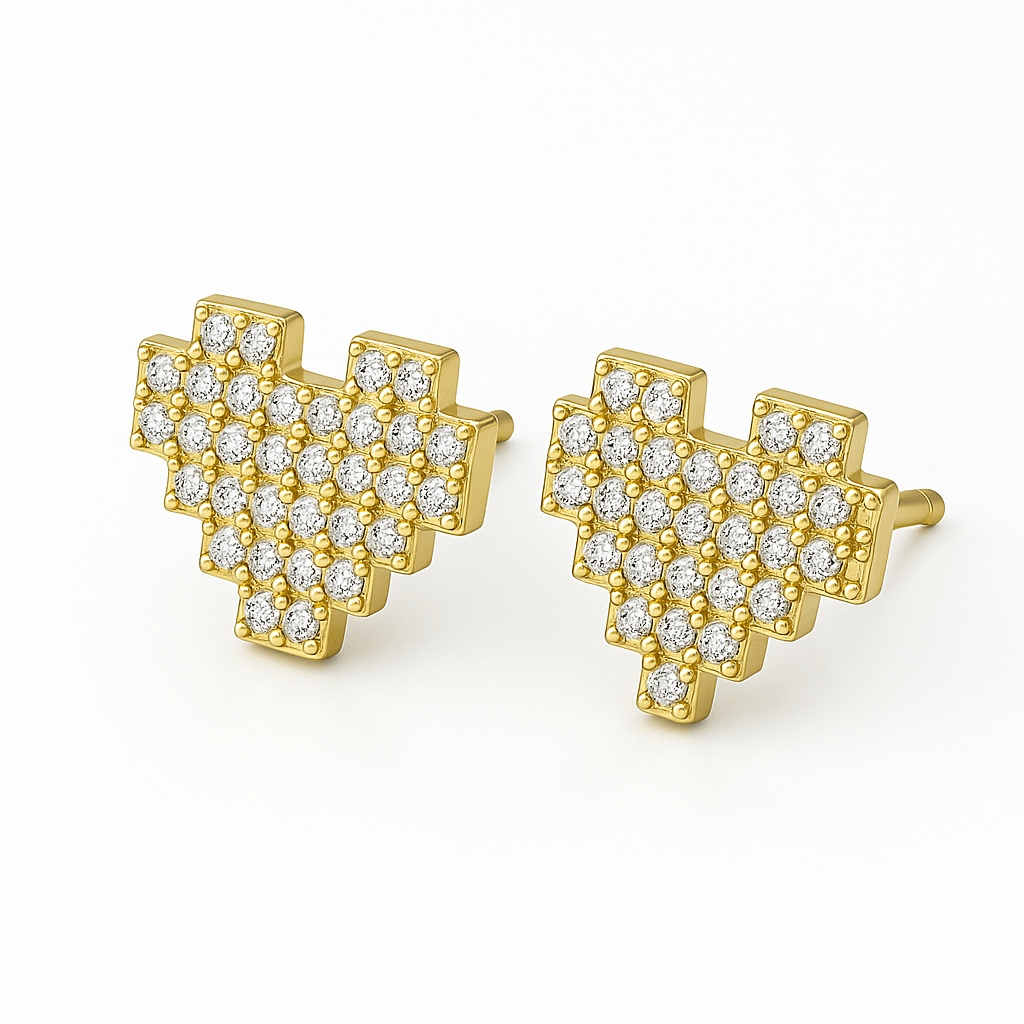 Brinco Coração Cravejado Com Zircônias Brancas