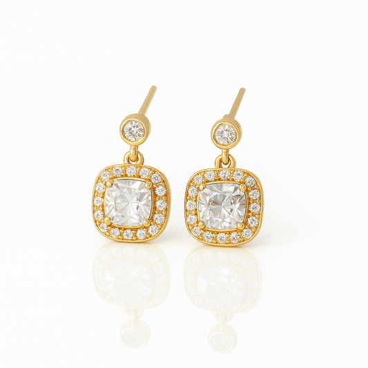 Brinco Ponto de Luz Quadrado Banhado