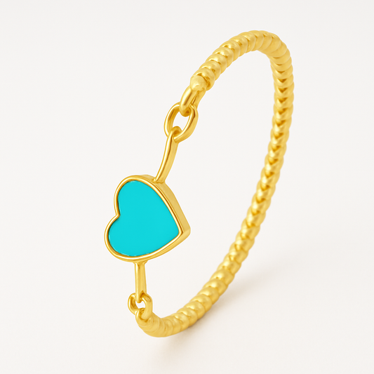 Bracelete Torcido Coração Resinado Multicolor Banhado em Ouro 18K