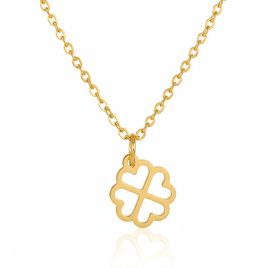 Colar Pingente Trevo de Quatro Folhas Banhado em Ouro 18k