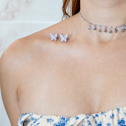 Brinco Borboleta Brilho de Luz Banhado