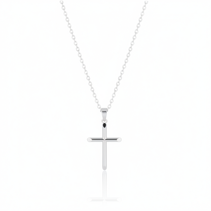 Colar com Pingente de Cruz Banhado a Prata