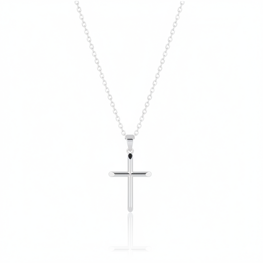 Colar com Pingente de Cruz Banhado a Prata