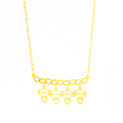 Colar Personalizado Canga Corações e Filho(a) Banhado em Ouro 18k