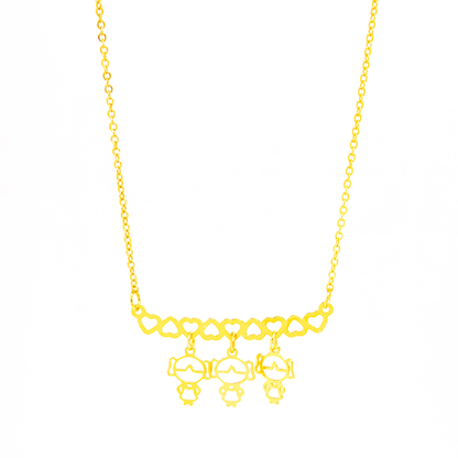 Colar Personalizado Canga Corações e Filho(a) Banhado em Ouro 18k