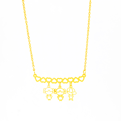 Colar Personalizado Canga Corações e Filho(a) Banhado em Ouro 18k