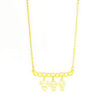 Colar Personalizado Canga Corações e Filho(a) Banhado em Ouro 18k