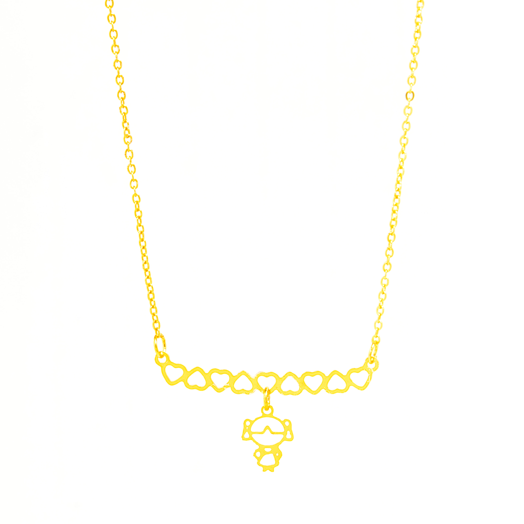 Colar Personalizado Canga Corações e Filho(a) Banhado em Ouro 18k