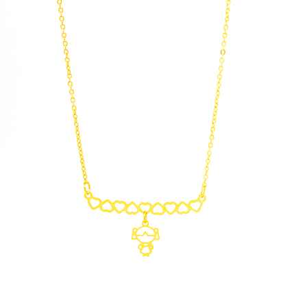 Colar Personalizado Canga Corações e Filho(a) Banhado em Ouro 18k