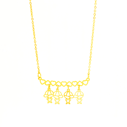 Colar Personalizado Canga Corações e Filho(a) Banhado em Ouro 18k