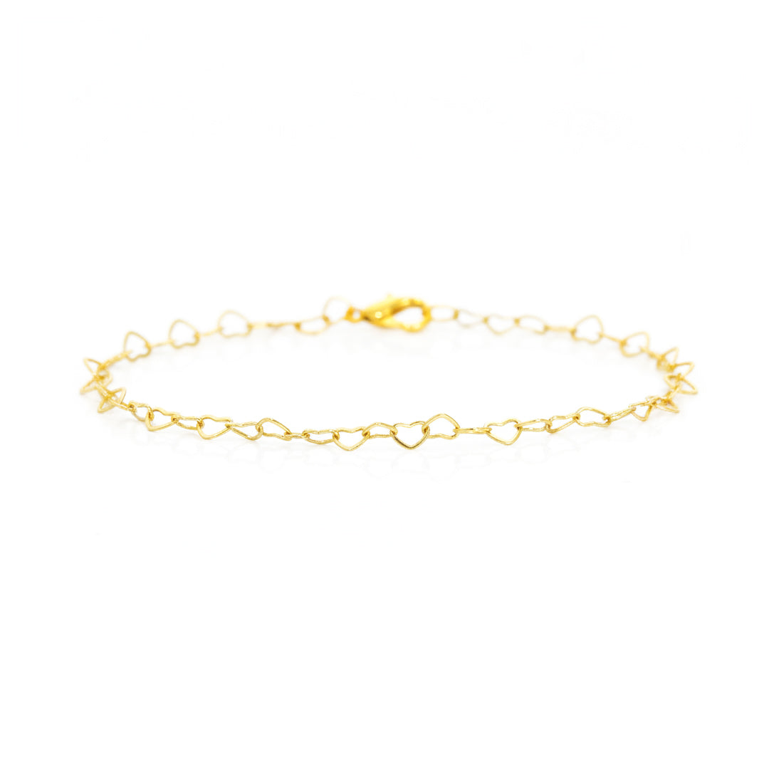 Pulseira Elos Coração Vazado Banhado