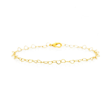 Pulseira Elos Coração Vazado Banhado