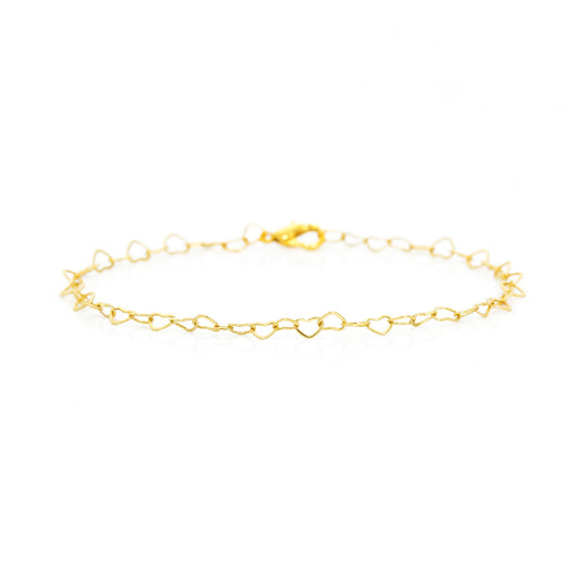 Pulseira Elos Coração Vazado Banhado